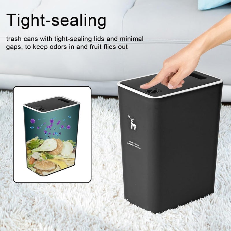 XPIY Plastic Trash Can, 12 Gallon Capacity, Black Color, Easy to Use, Prevents Spills - Image 4